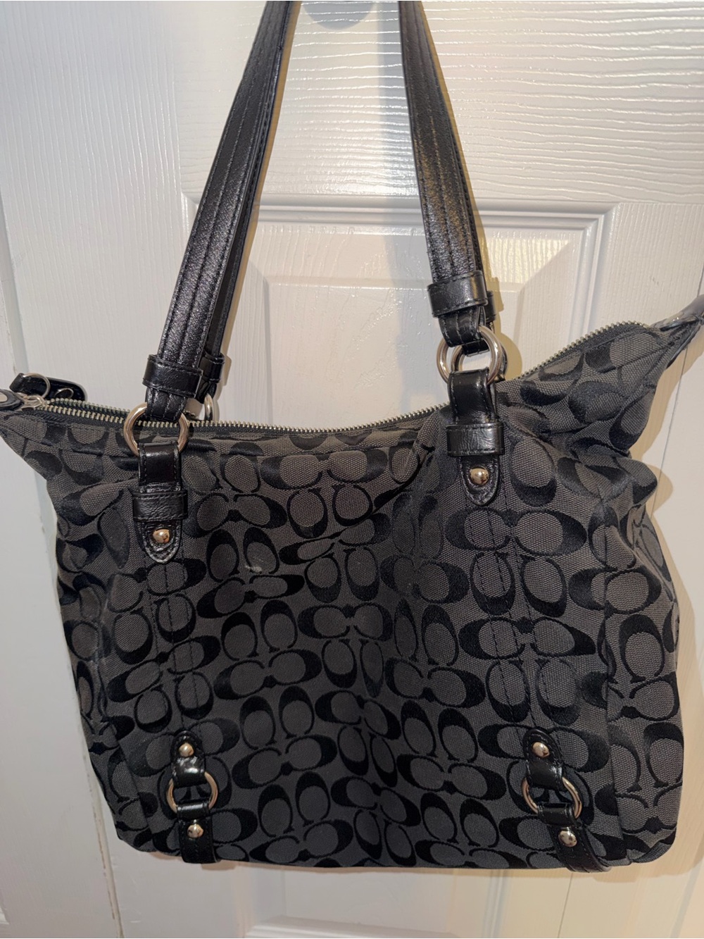 Coach Black Signature Jacquard Shoulder Bag